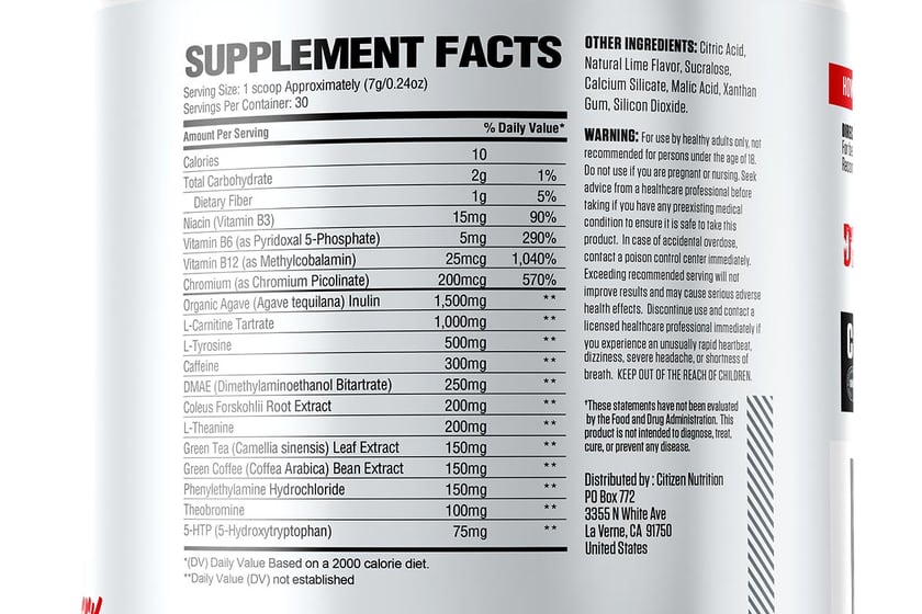 citizen nutrition energy x burn
