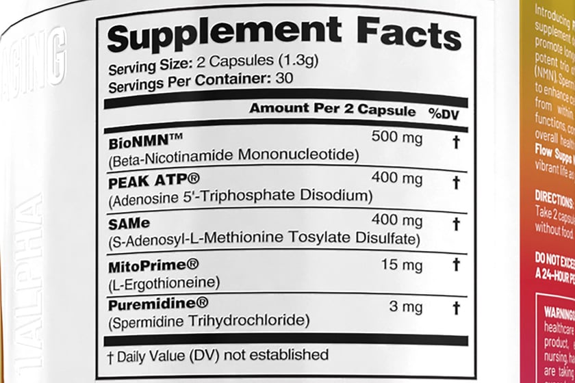 Flow Supplements Nmn Plus Label
