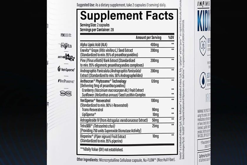 Infinis Nutrition Kidney Label
