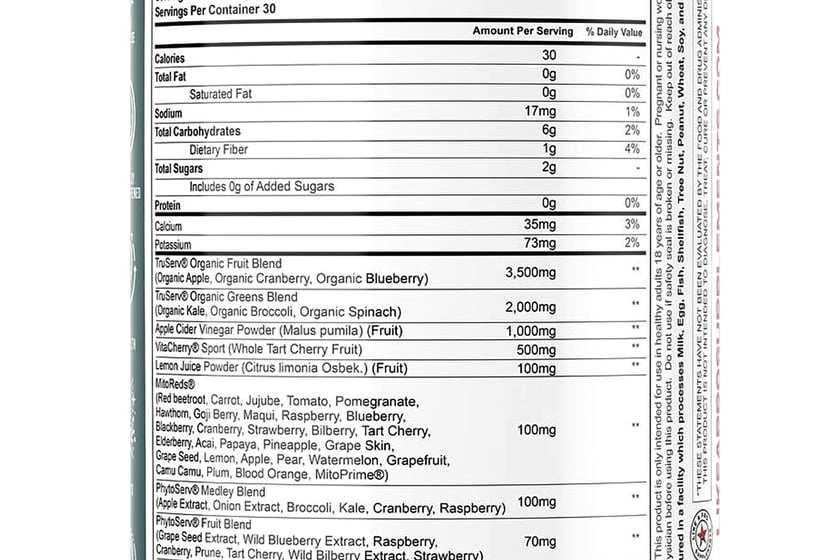 Like A Pro Daily Nutrition Label