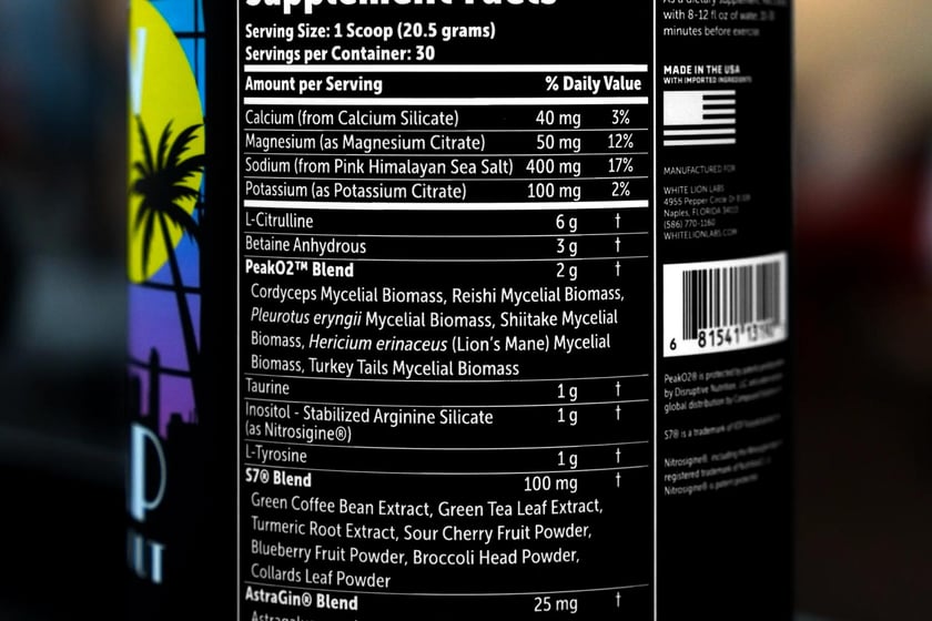 White Lion Labs Pump Pre Workout Label
