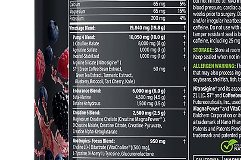 Musclepharm Pro Series Wreckage Label