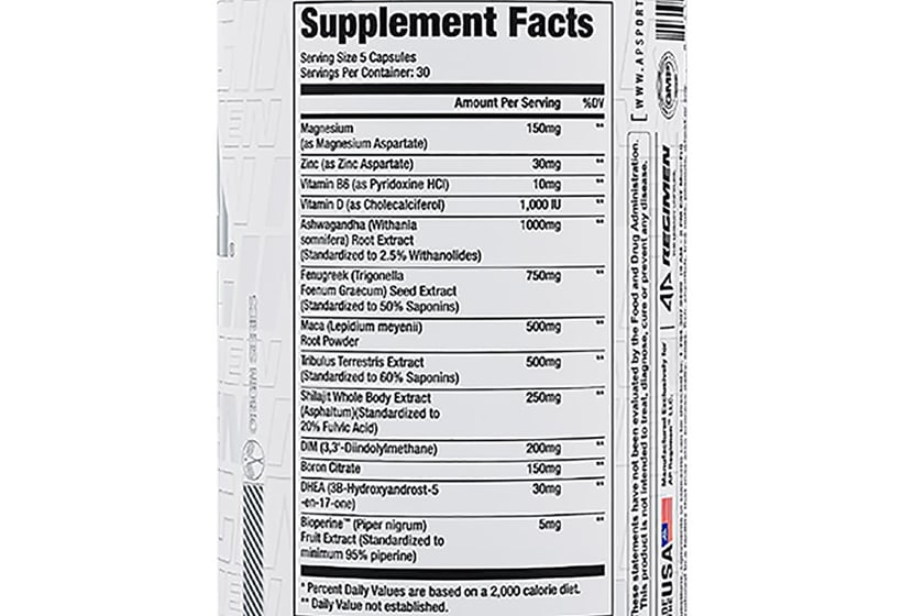 Ap Sports Regimen Test Booster Label