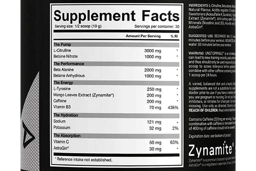 Dedicated Nutrition 2022 Unstoppable Label
