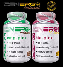 Cenergy Naturals Hemp-Plex and Chia-Plex protein powders