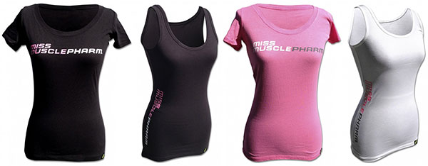 MP Sportswear Miss Musclepharm tees and singlets