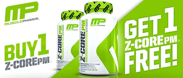 Buy 2 bottles of Muscle Pharm's Z-Core PM for the price of 1