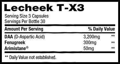 Lecheek Nutrition T-X3 facts panel
