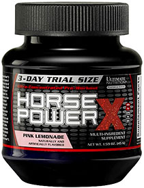 Trial size tubs of Ultimate Nutrition's pre-workout Horse Power X Trial size tubs of Ultimate Nutrition's pre-workout Horse Power X