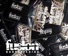 Fusion Bodybuilding's custom gear accessory, black lifting straps