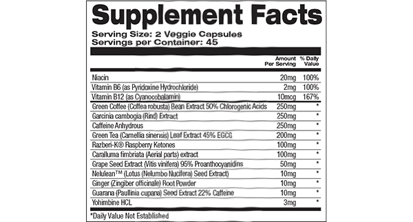 Top Secret Nutrition Ab Igniter facts panel