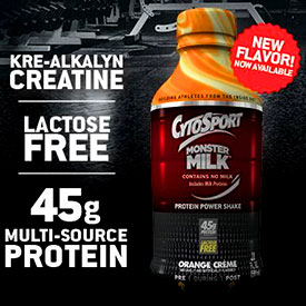 Cytosport add orange creme to the premixed Monster Milk menu Cytosport add orange creme to the premixed Monster Milk menu