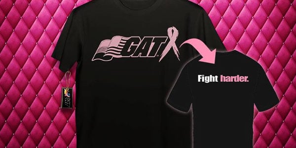 GAT Breast Cancer Awareness tee available at this weekend's pinkmusclefest