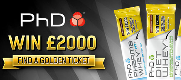 PhD's Golden Ticket competition with gym memberships, home gyms, supplements and cash to be won
