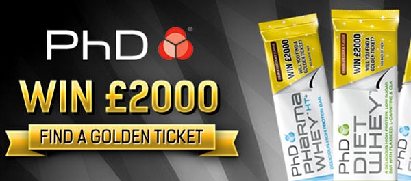 PhD's Golden Ticket competition with gym memberships, home gyms, supplements and cash to be won PhD's Golden Ticket competition with gym memberships, home gyms, supplements and cash to be won