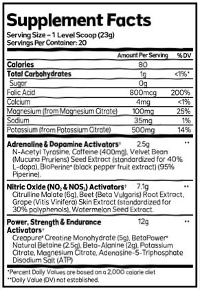 Orangetheory Aml pre workout label for at home