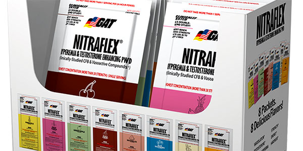 GAT introduce a variety box for their eight flavor pre-workout Nitraflex GAT introduce a variety box for their eight flavor pre-workout Nitraflex