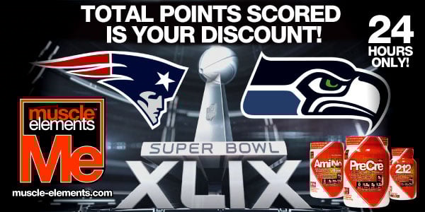 Celebrate Superbowl XLIX with Muscle Elements and get at least 28% off Celebrate Superbowl XLIX with Muscle Elements and get at least 28% off