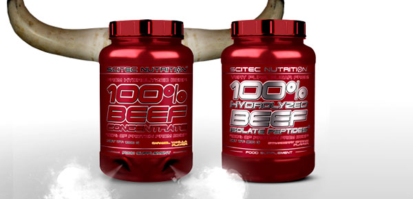 Scitec Nutrition detail their two beef protein powders 100% Beef Concentrate an 100% Hydrolyzed Beef