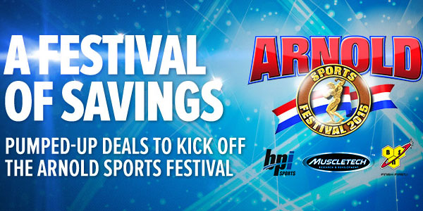 Celebrate the Arnold with Bodybuilding.com and save on four big name brands Celebrate the Arnold with Bodybuilding.com and save on four big name brands