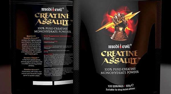 Creatine Assault looks and sounds good, but is just Medi Evil creatine monohydrate