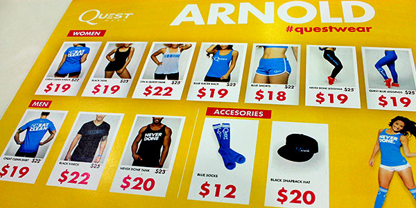 Stack3d @ the '15 Arnold, Quest wear just as hard to pass up as a free bag of Quest chips