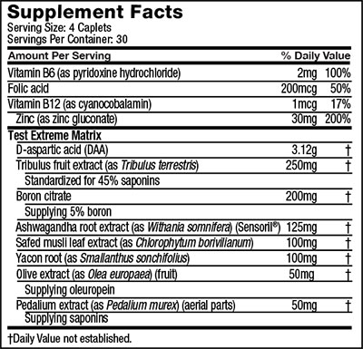 Muscletech Test 3X facts panel