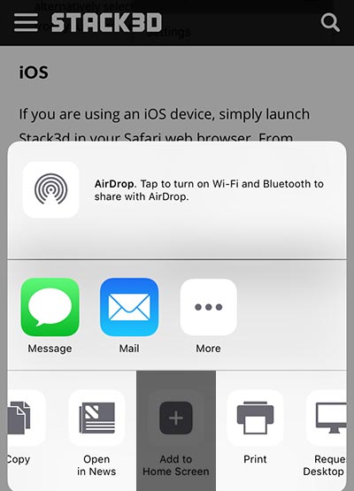 Stack3d on iPhone
