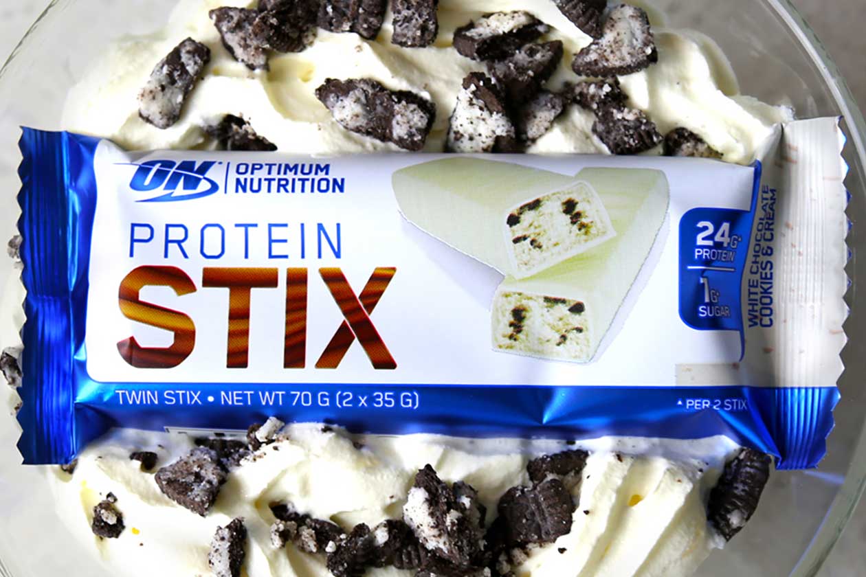 white chocolate cookies cream protein stix