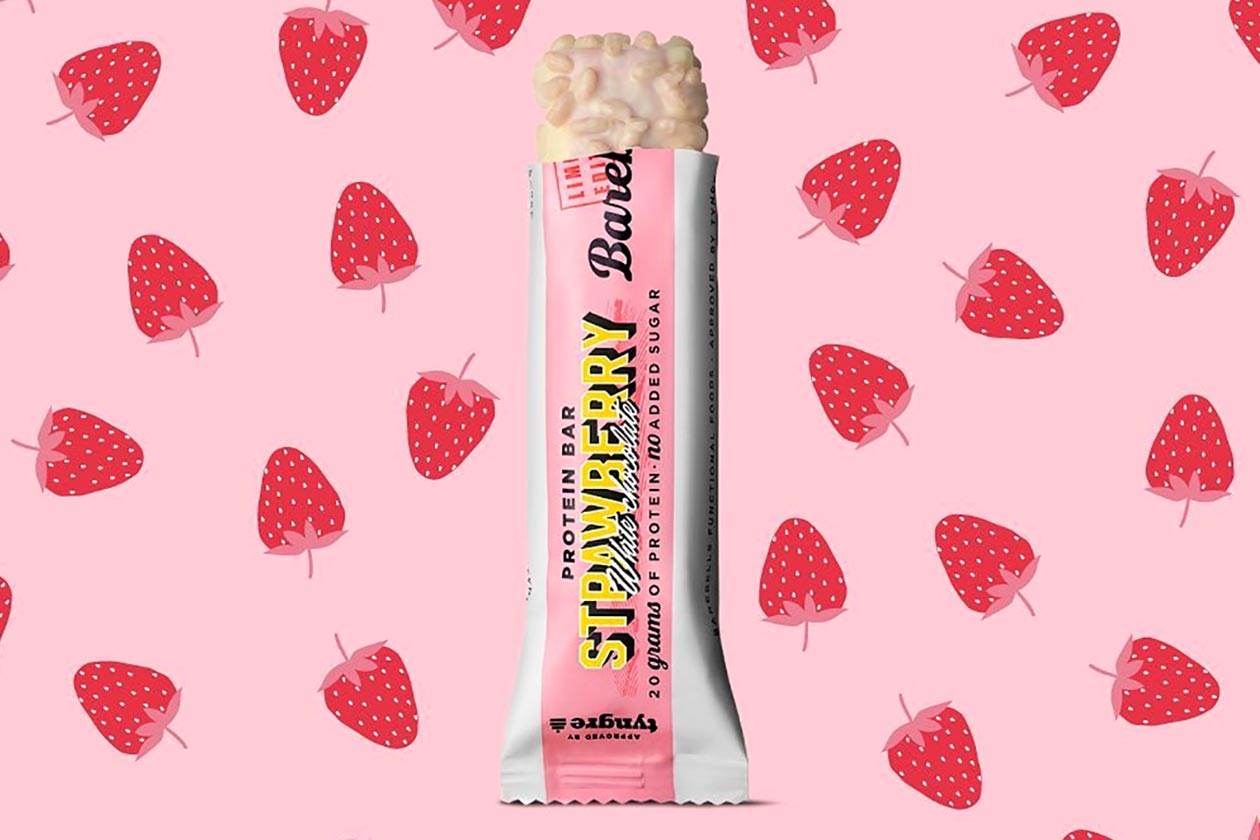 strawberry white chocolate barebells protein bar