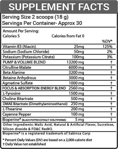 bowmar nutrition stimulant free pre-workout label