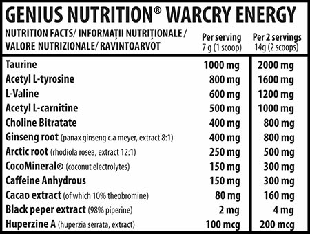 genius nutrition warcry energy