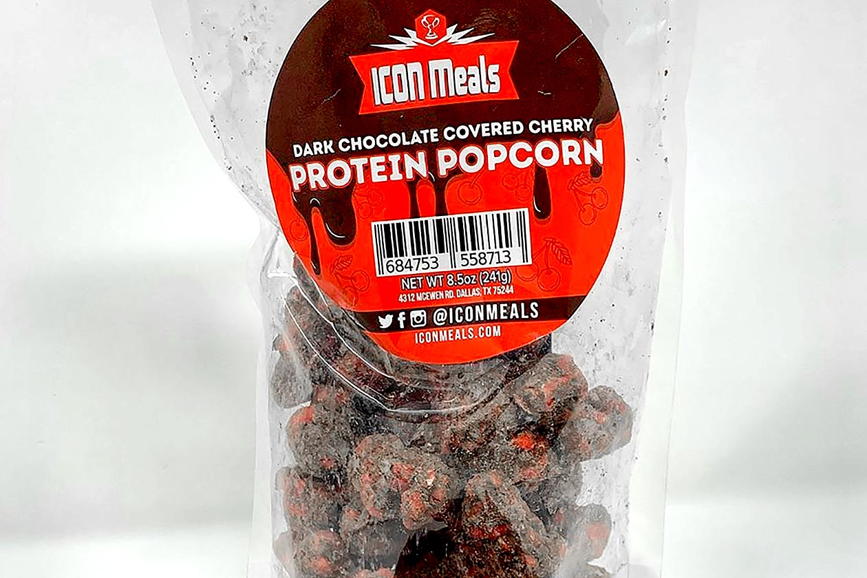 dark chocolate covered cherry protein popcorn