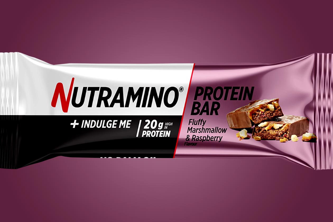 nutramino fluffy marshmallow and raspberry protein bar