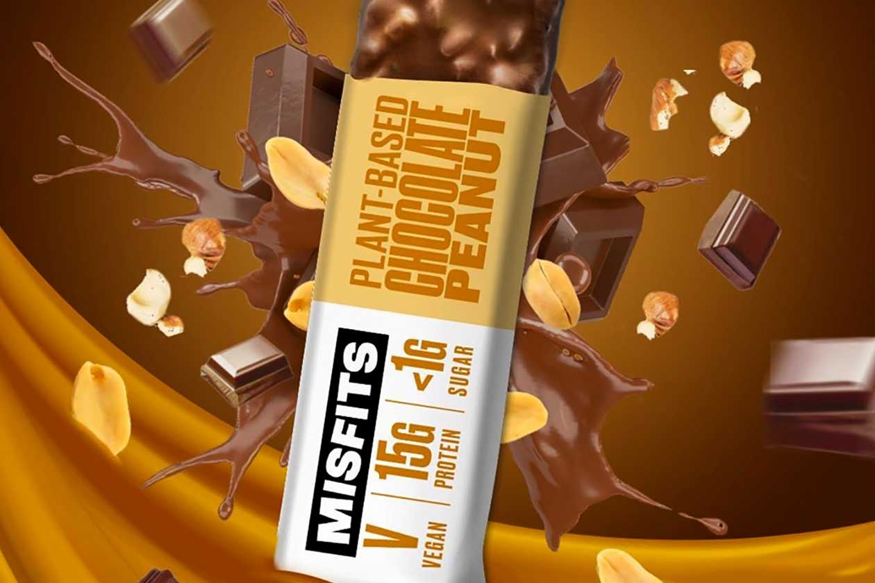misfits chocolate peanut vegan protein bar