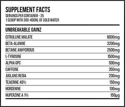 unbreakable gainz pre-workout