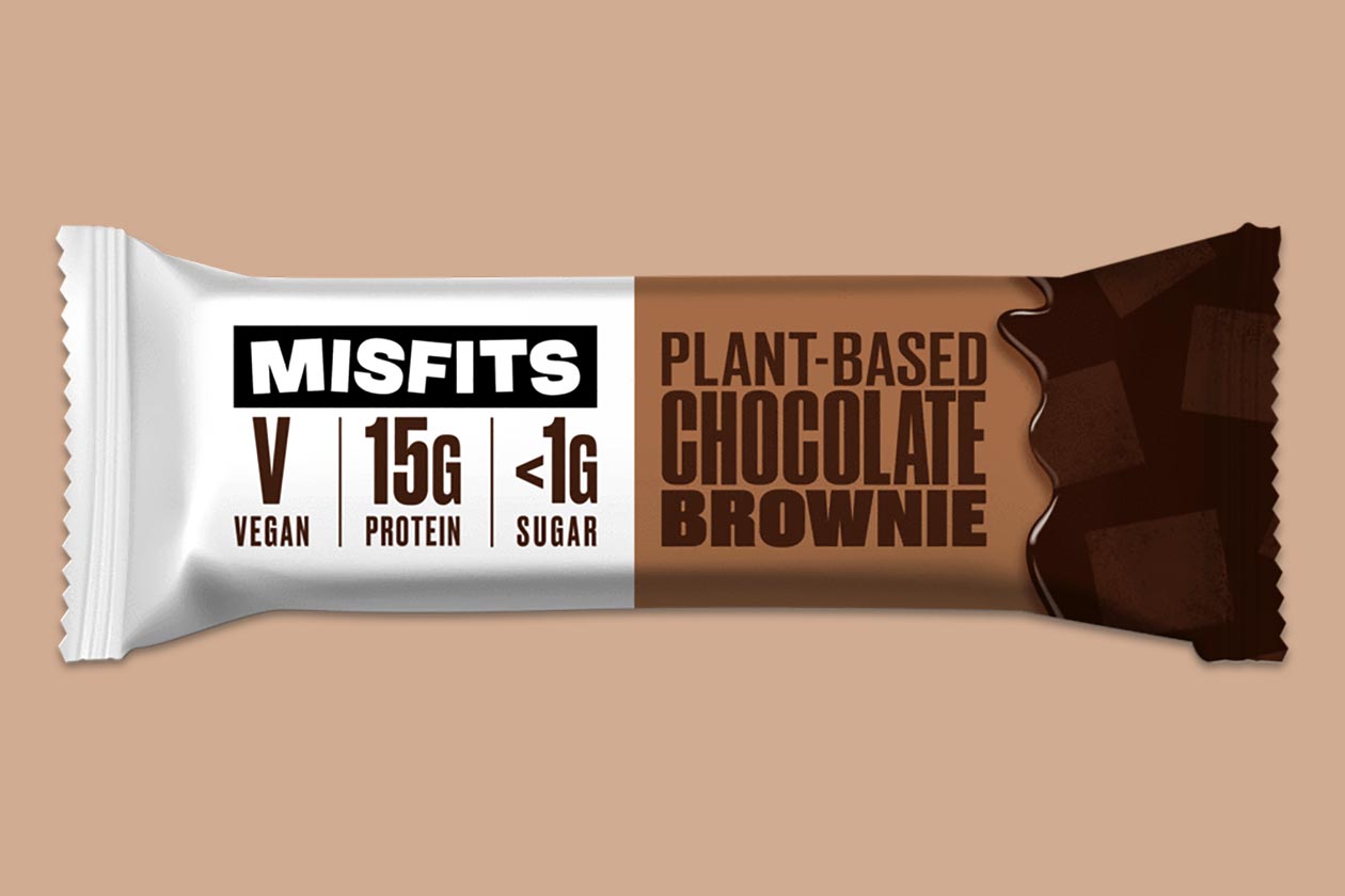 misfits chocolate brownie plant based protein bar