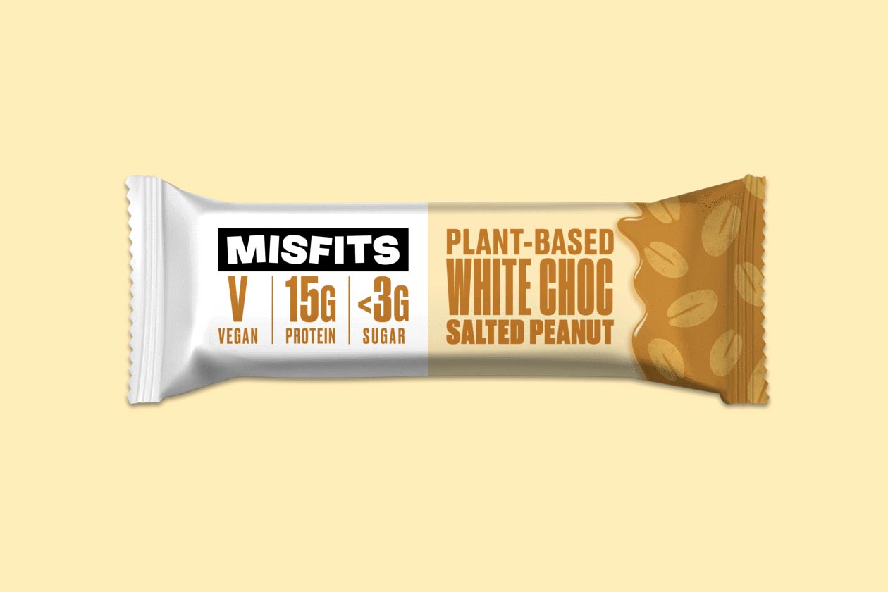 misfits white choc salted peanut protein bar