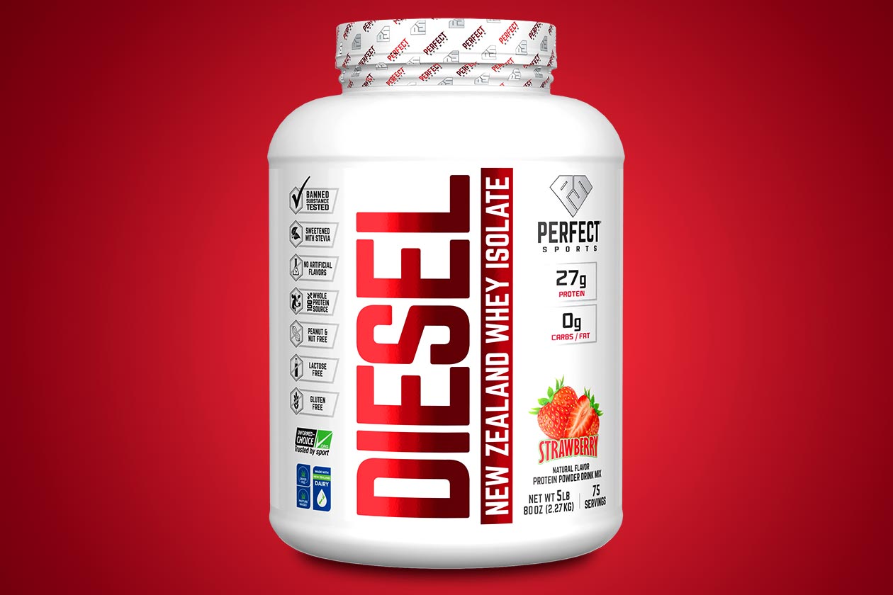 perfect sports strawberry diesel protein powder