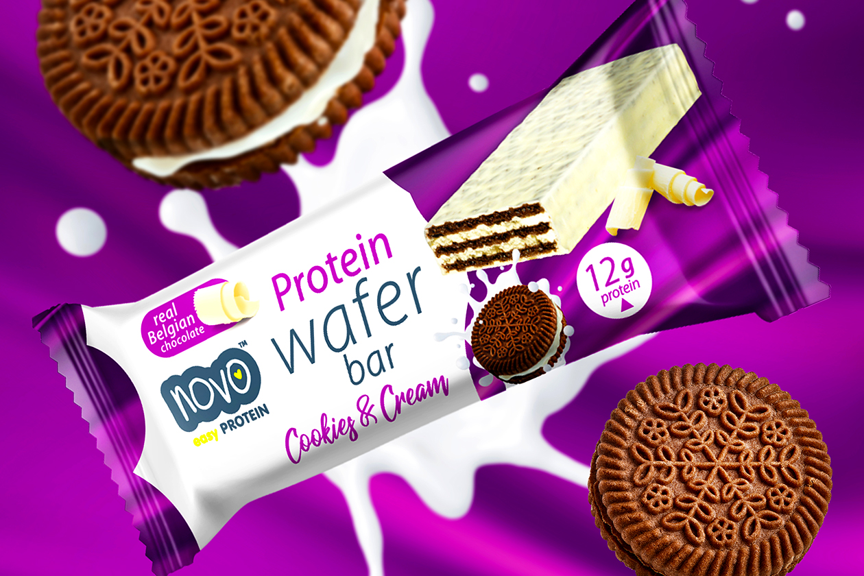 novo nutrition cookies and cream protein wafer