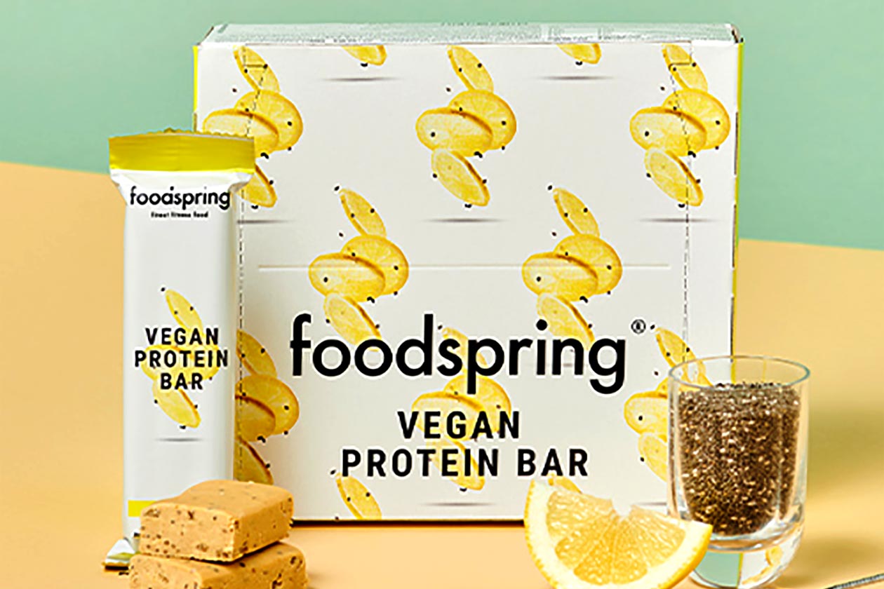 foodspring lemon chia vegan protein bar