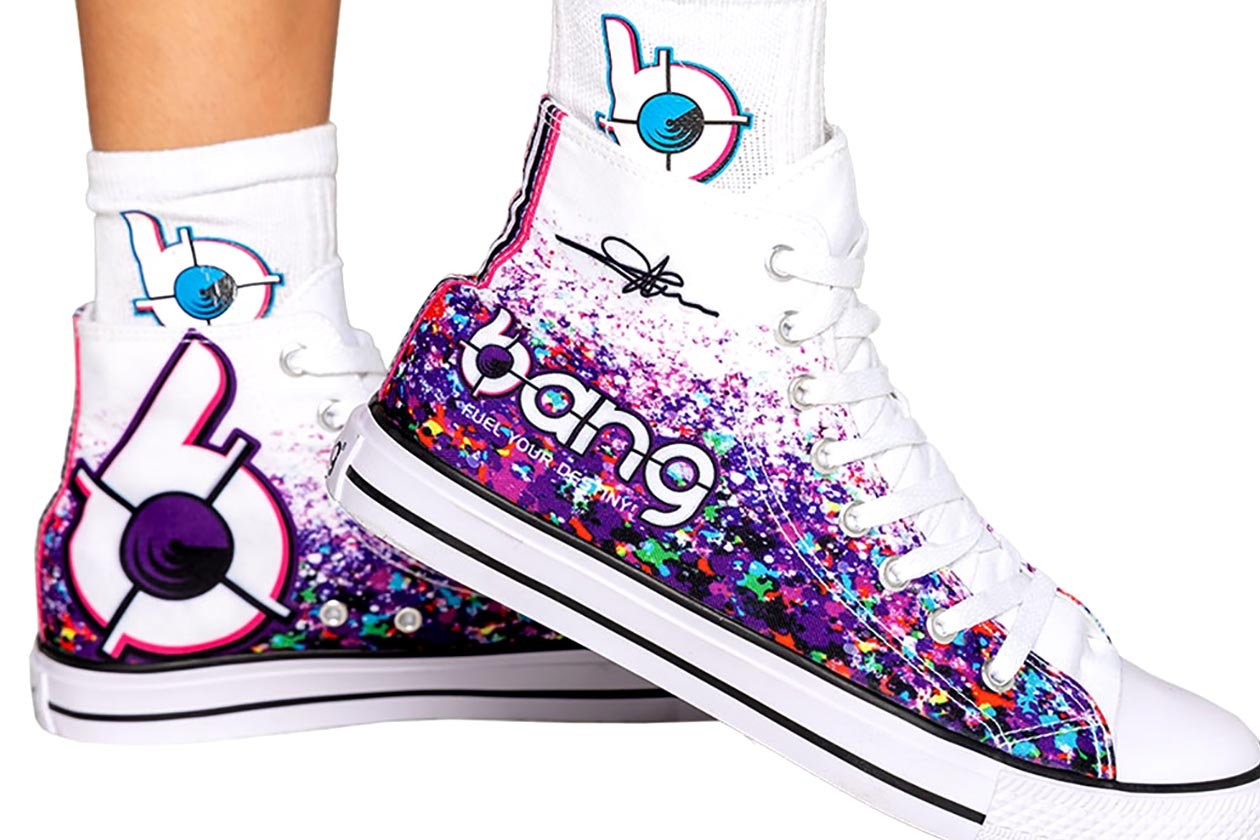 Colorful high-top Bang energy drink sneakers ready for pre-order