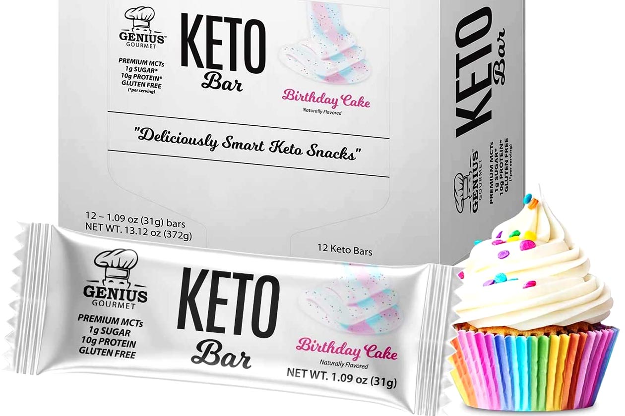 genius gourmet birthday cake keto bar