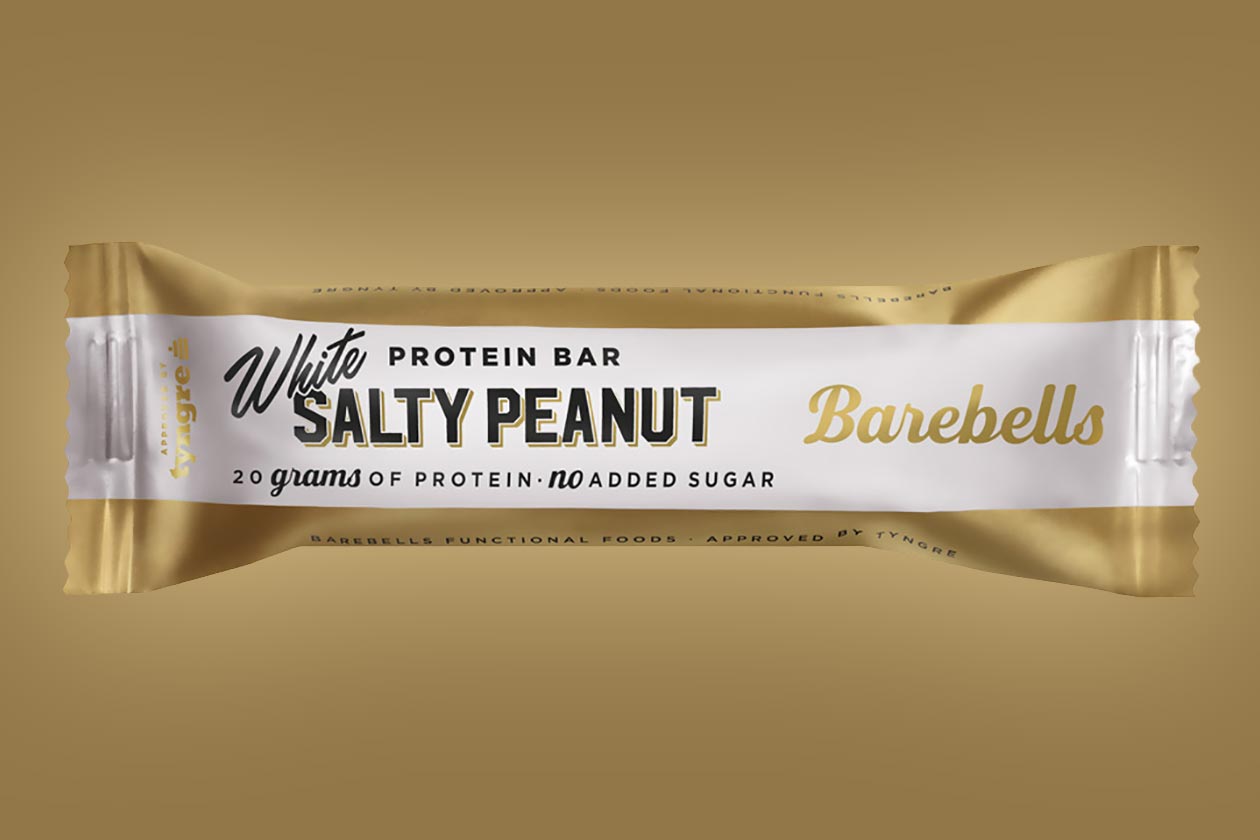 white salty peanut barebells protein bar