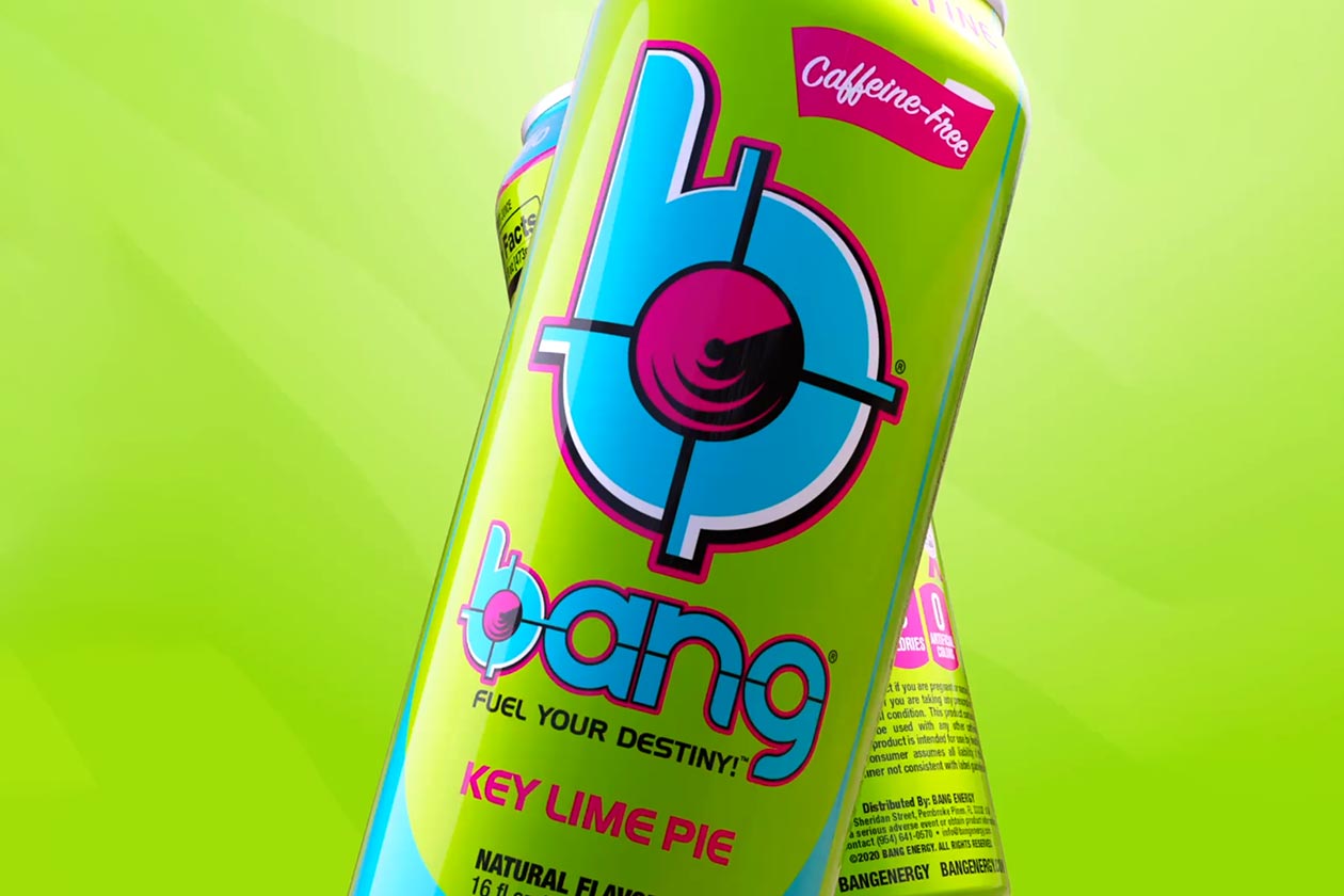 Can of caffeine-free Bang energy in the Key Lime Pie flavor