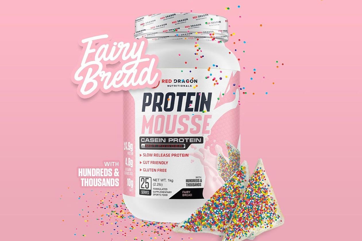 red dragon fairy bread protein mousse