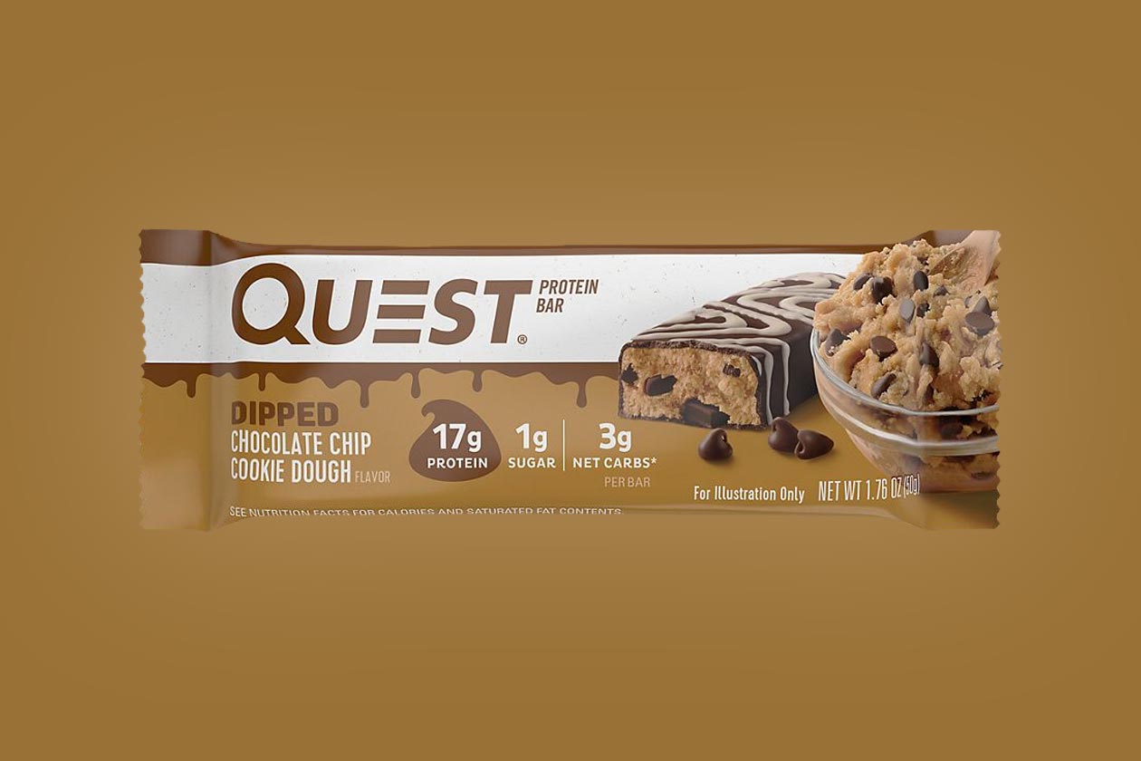 dipped chocolate chip cookie dough quest bar