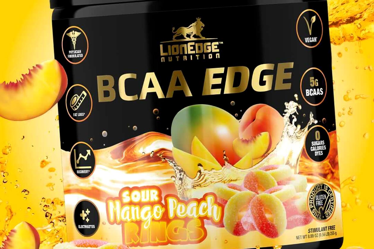 lion edge improved sour mango peach rings bcaa edge