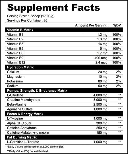 Hi Gear Ignite Pre Workout Label