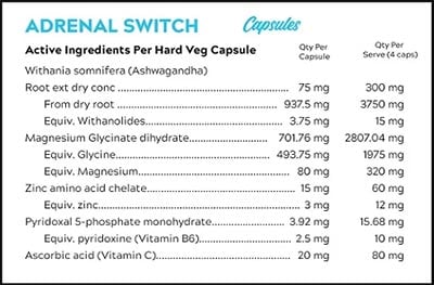 Switch Nutrition Adrenal Switch Capsules Label